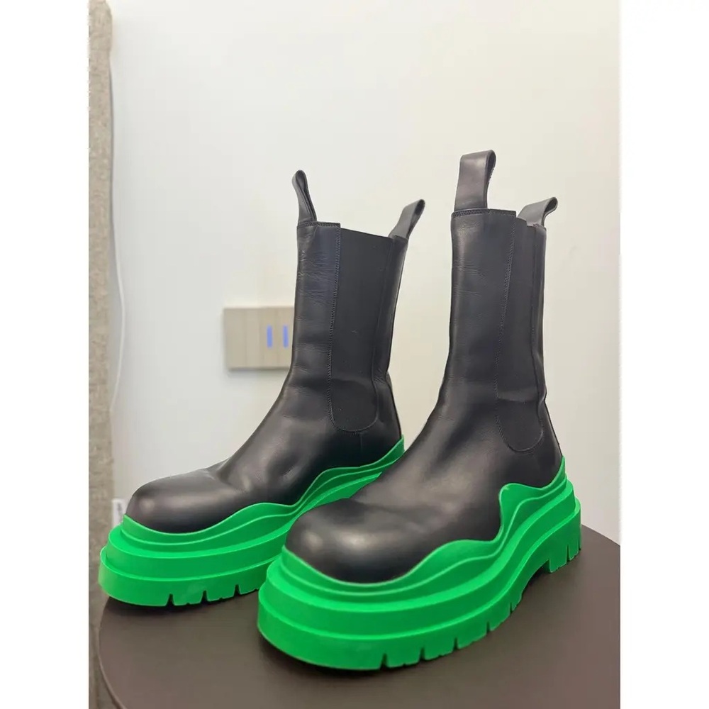 Bottega Veneta Black and Green Tire Boots Sz 43/ US 10 - Picture 5 of 11